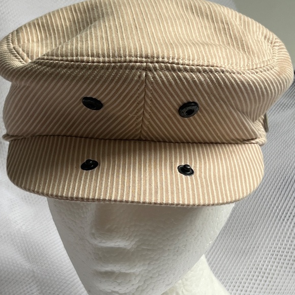 Kangol Check Hudson Cap Hat Newsboy Size Large 100% Cotton Cream Striped - Picture 8 of 12